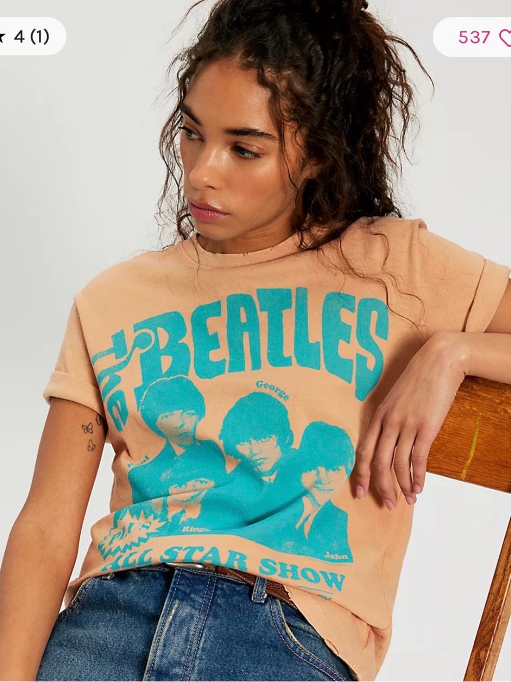Free People Junk Food The Beatles All-Star Show Tee. NWT. Zest